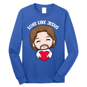 Love Like Jesus Valentines Day Christ Heart Christian Cute Gift Long Sleeve Shirt