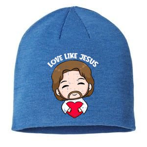 Love Like Jesus Valentines Day Christ Heart Christian Cute Gift Sustainable Beanie