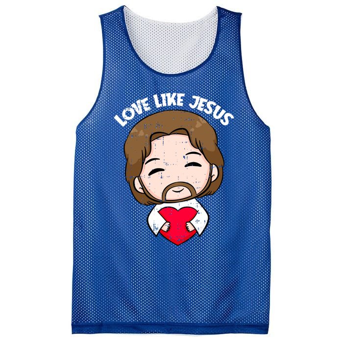 Love Like Jesus Valentines Day Christ Heart Christian Cute Gift Mesh Reversible Basketball Jersey Tank