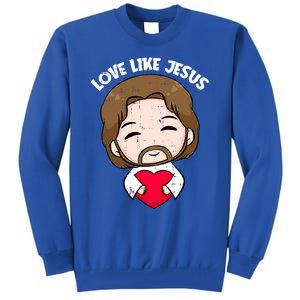 Love Like Jesus Valentines Day Christ Heart Christian Cute Gift Tall Sweatshirt