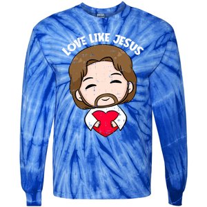 Love Like Jesus Valentines Day Christ Heart Christian Cute Gift Tie-Dye Long Sleeve Shirt