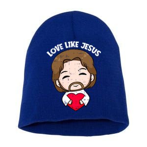 Love Like Jesus Valentines Day Christ Heart Christian Cute Gift Short Acrylic Beanie