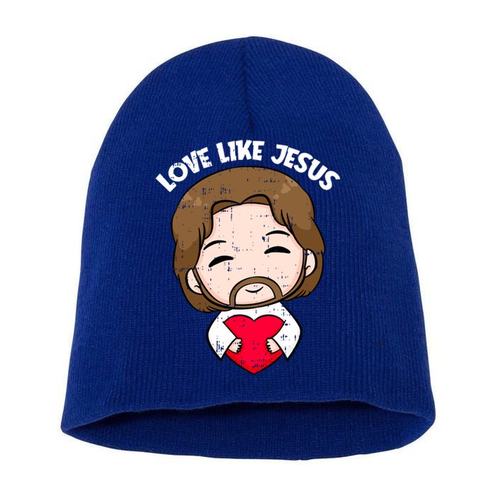 Love Like Jesus Valentines Day Christ Heart Christian Cute Gift Short Acrylic Beanie