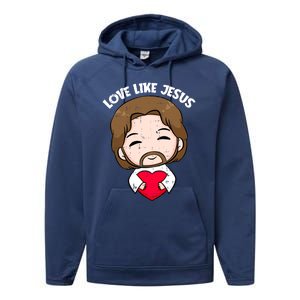 Love Like Jesus Valentines Day Christ Heart Christian Cute Gift Performance Fleece Hoodie