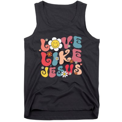 Love Like Jesus Religious God Christian Vintage Smile Tank Top