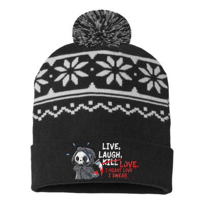 Live Laugh Kill Love I Meant Love I Swear Death USA-Made Snowflake Beanie