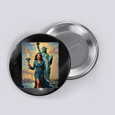 Lady Liberty Kamala Harris Vote President 2024 Gift Button