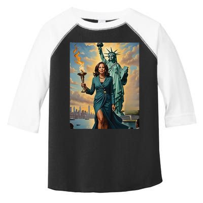 Lady Liberty Kamala Harris Vote President 2024 Gift Toddler Fine Jersey T-Shirt