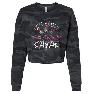 Live Love Kayak Canoe Paddling Kayaker Sport Kayaking Cropped Pullover Crew