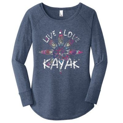 Live Love Kayak Canoe Paddling Kayaker Sport Kayaking Women's Perfect Tri Tunic Long Sleeve Shirt