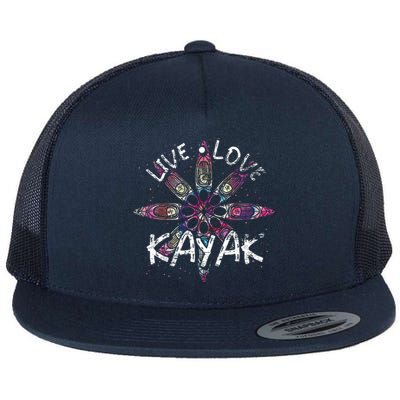 Live Love Kayak Canoe Paddling Kayaker Sport Kayaking Flat Bill Trucker Hat