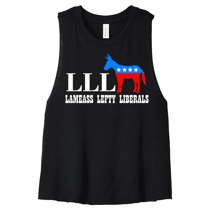 LLL - Lameass Lefty Liberals Anti Liberal Women's Racerback Cropped Tank