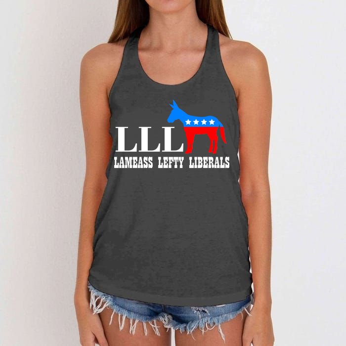 LLL - Lameass Lefty Liberals Anti Liberal Women's Knotted Racerback Tank