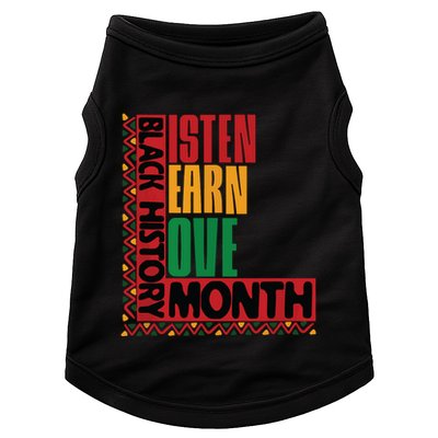 Listen Learn Love African American Teach Black History Month Doggie Tank