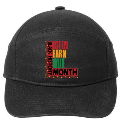 Listen Learn Love African American Teach Black History Month 7-Panel Snapback Hat