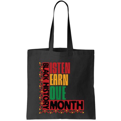 Listen Learn Love African American Teach Black History Month Bag