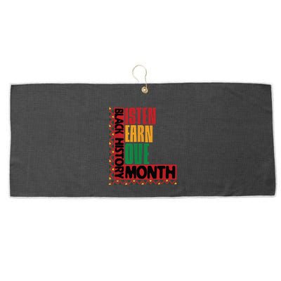 Listen Learn Love African American Teach Black History Month Large Microfiber Waffle Golf Towel