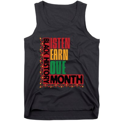 Listen Learn Love African American Teach Black History Month Tank Top