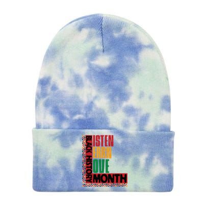 Listen Learn Love African American Teach Black History Month Tie Dye 12in Knit Beanie