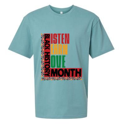Listen Learn Love African American Teach Black History Month Sueded Cloud Jersey T-Shirt