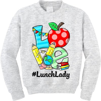 Love Lunch Lady Apples Funny Back To School Teacher Kids Sweatshirt