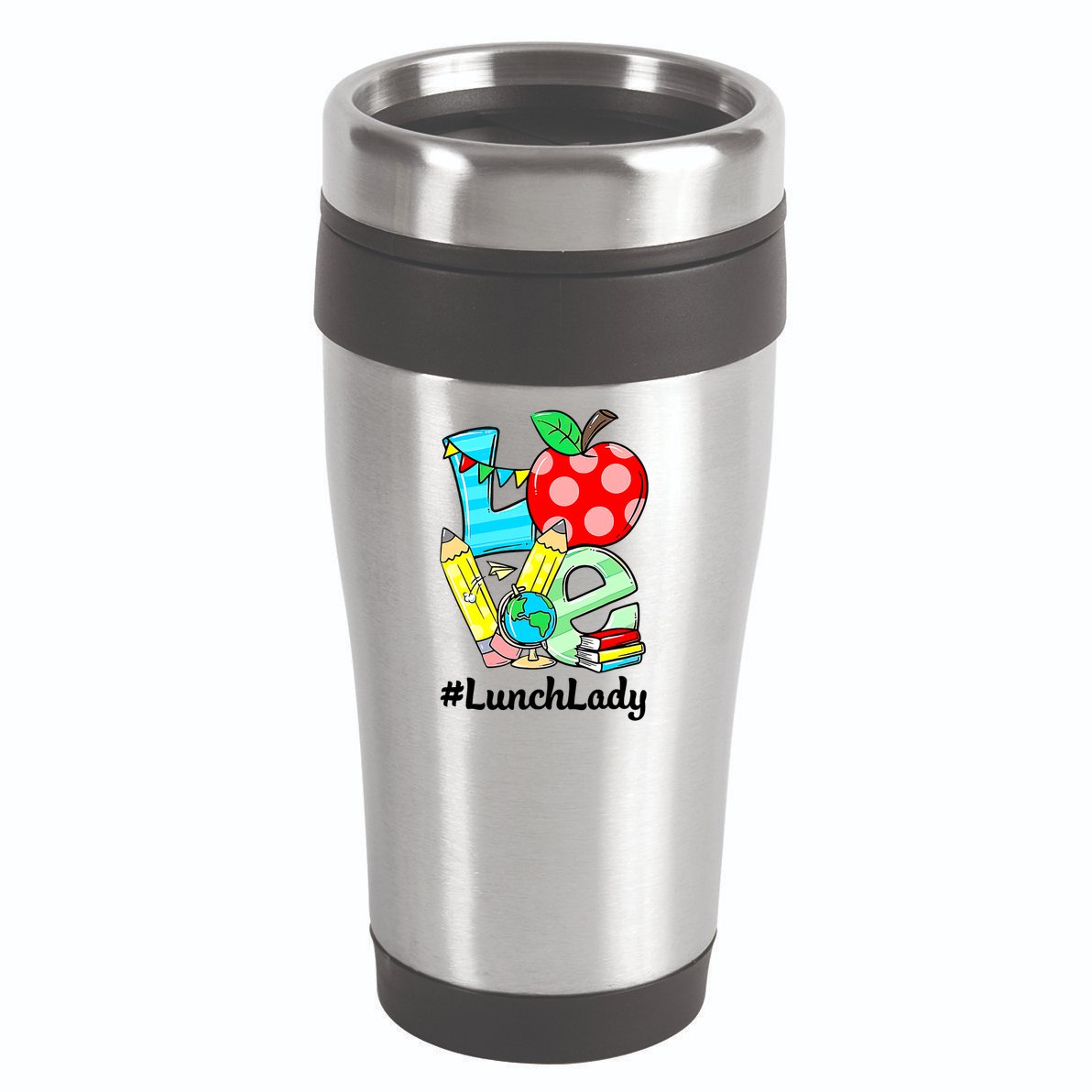 Love Lunch Lady Apples Funny Back To School Teacher 16oz Travel Tumbler