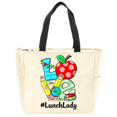 Love Lunch Lady Apples Funny Back To School Teacher Zip Tote Bag