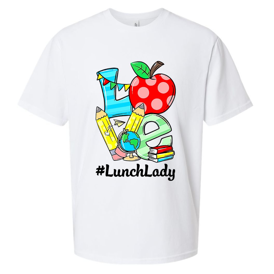 Love Lunch Lady Apples Funny Back To School Teacher Sueded Cloud Jersey T-Shirt