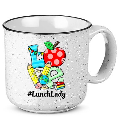 Love Lunch Lady Apples Funny Back To School Teacher 15oz Campfire Ceramic Mug