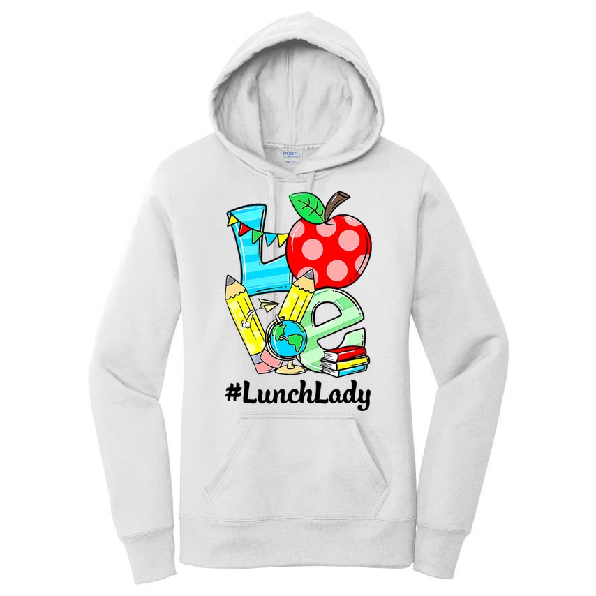 Love Lunch Lady Apples Funny Back To School Teacher Women's Pullover Hoodie