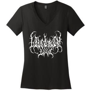 Live Life Laugh Love Death Metal Style Women's V-Neck T-Shirt