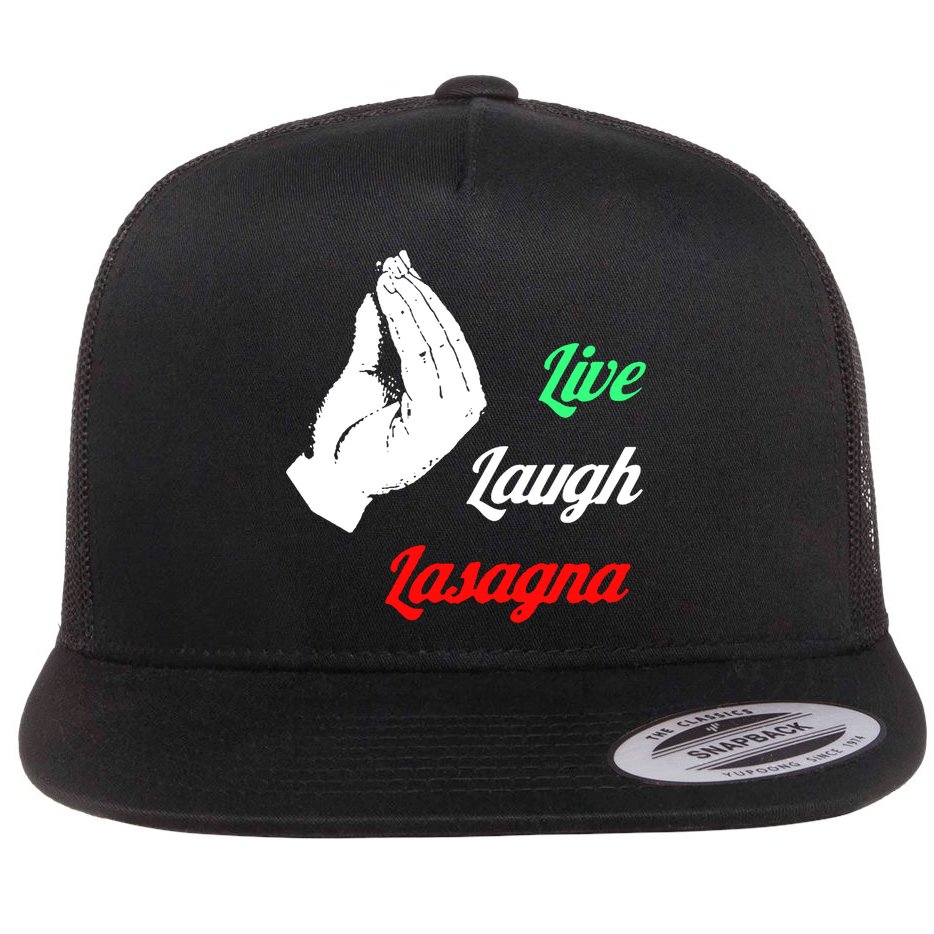 Live Laugh Lasagna Lover Funny Flat Bill Trucker Hat