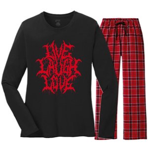 Live Laugh Love Black Metal Parody Funny Quote Women's Long Sleeve Flannel Pajama Set 