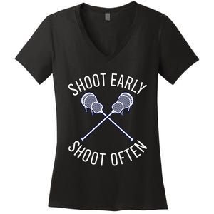 Lax Lacrosse Long Sleeve Women's V-Neck T-Shirt