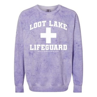 Look Lake Lifeguard Proudly Sponsored By Slurp Co Colorblast Crewneck Sweatshirt