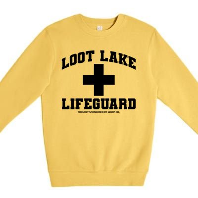 Look Lake Lifeguard Proudly Sponsored By Slurp Co Premium Crewneck Sweatshirt