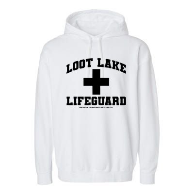 Look Lake Lifeguard Proudly Sponsored By Slurp Co Garment-Dyed Fleece Hoodie