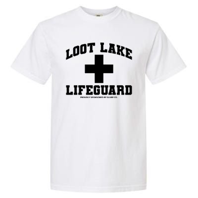 Look Lake Lifeguard Proudly Sponsored By Slurp Co Garment-Dyed Heavyweight T-Shirt