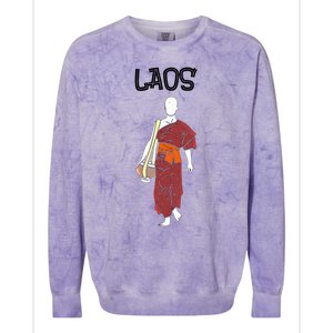 Laos Lao Laotian Proud Pray Prayer Monk Buddhist Buddha Cool Gift Colorblast Crewneck Sweatshirt