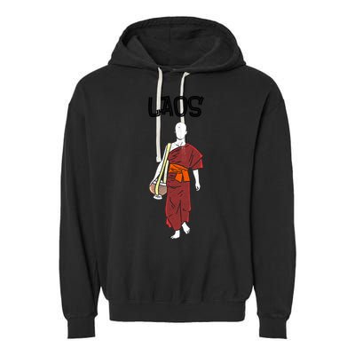Laos Lao Laotian Proud Pray Prayer Monk Buddhist Buddha Cool Gift Garment-Dyed Fleece Hoodie