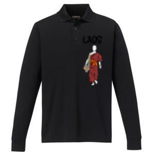 Laos Lao Laotian Proud Pray Prayer Monk Buddhist Buddha Cool Gift Performance Long Sleeve Polo