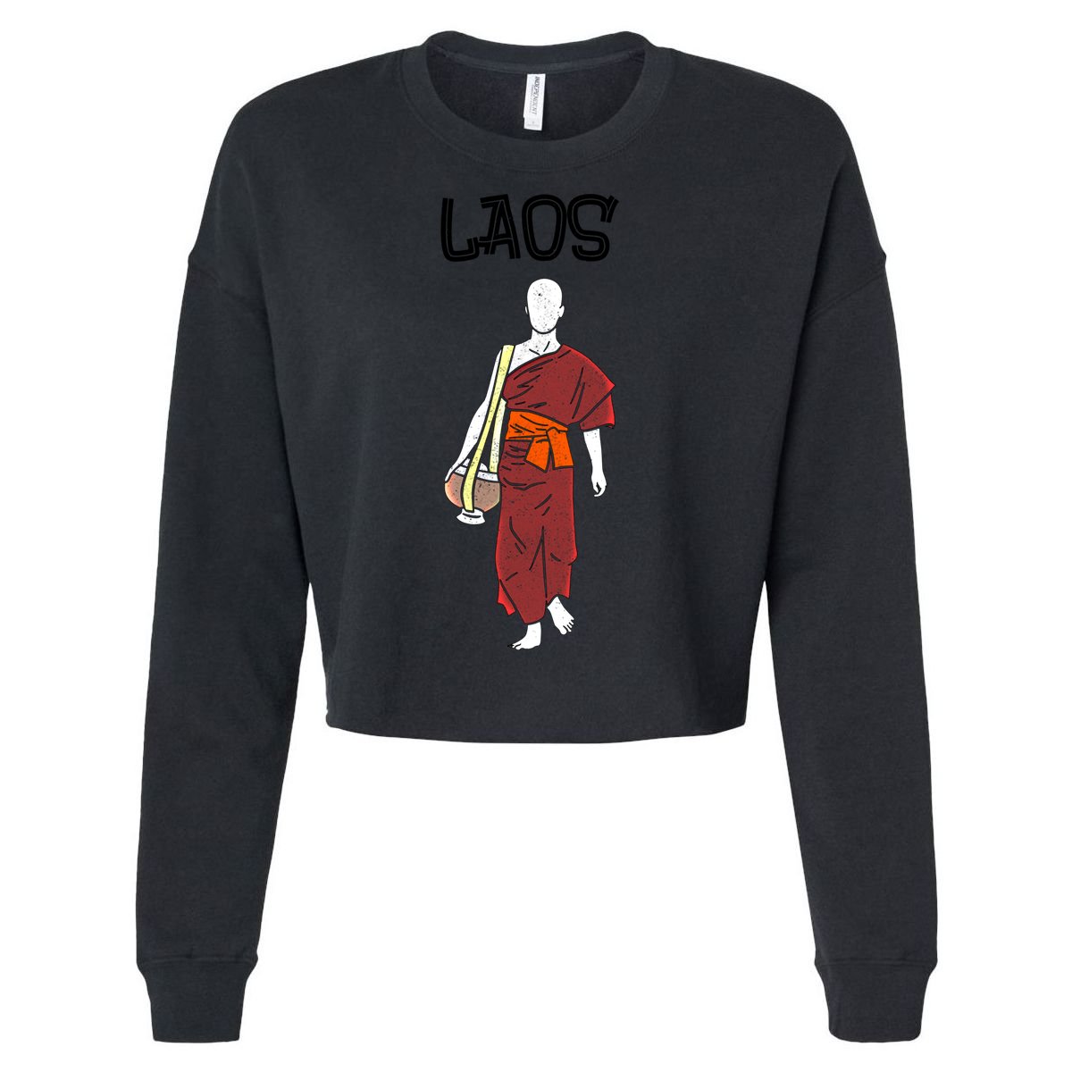 Laos Lao Laotian Proud Pray Prayer Monk Buddhist Buddha Cool Gift Cropped Pullover Crew