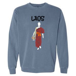 Laos Lao Laotian Proud Pray Prayer Monk Buddhist Buddha Cool Gift Garment-Dyed Sweatshirt