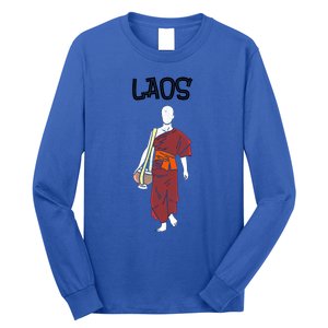 Laos Lao Laotian Proud Pray Prayer Monk Buddhist Buddha Cool Gift Long Sleeve Shirt