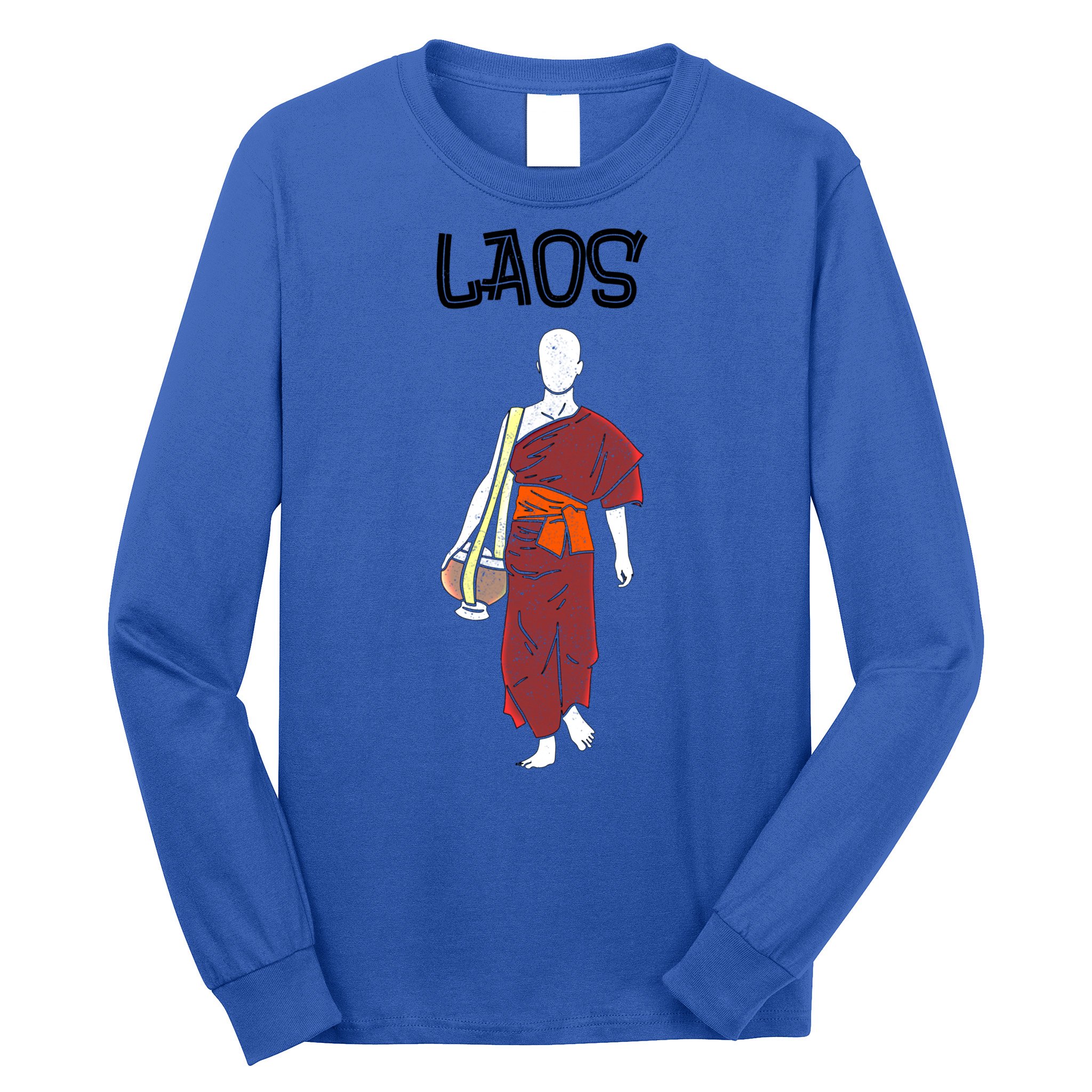 Laos Lao Laotian Proud Pray Prayer Monk Buddhist Buddha Cool Gift Long Sleeve Shirt