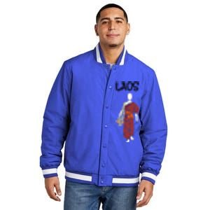 Laos Lao Laotian Proud Pray Prayer Monk Buddhist Buddha Cool Gift Insulated Varsity Jacket