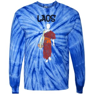 Laos Lao Laotian Proud Pray Prayer Monk Buddhist Buddha Cool Gift Tie-Dye Long Sleeve Shirt