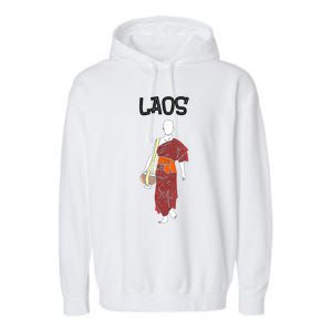 Laos Lao Laotian Proud Pray Prayer Monk Buddhist Buddha Cool Gift Garment-Dyed Fleece Hoodie