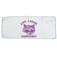 Live Laugh Lobotomy Meme Raccoon Large Microfiber Waffle Golf Towel