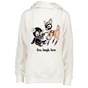 Live Laugh Love Beer Deer Gift Womens Funnel Neck Pullover Hood